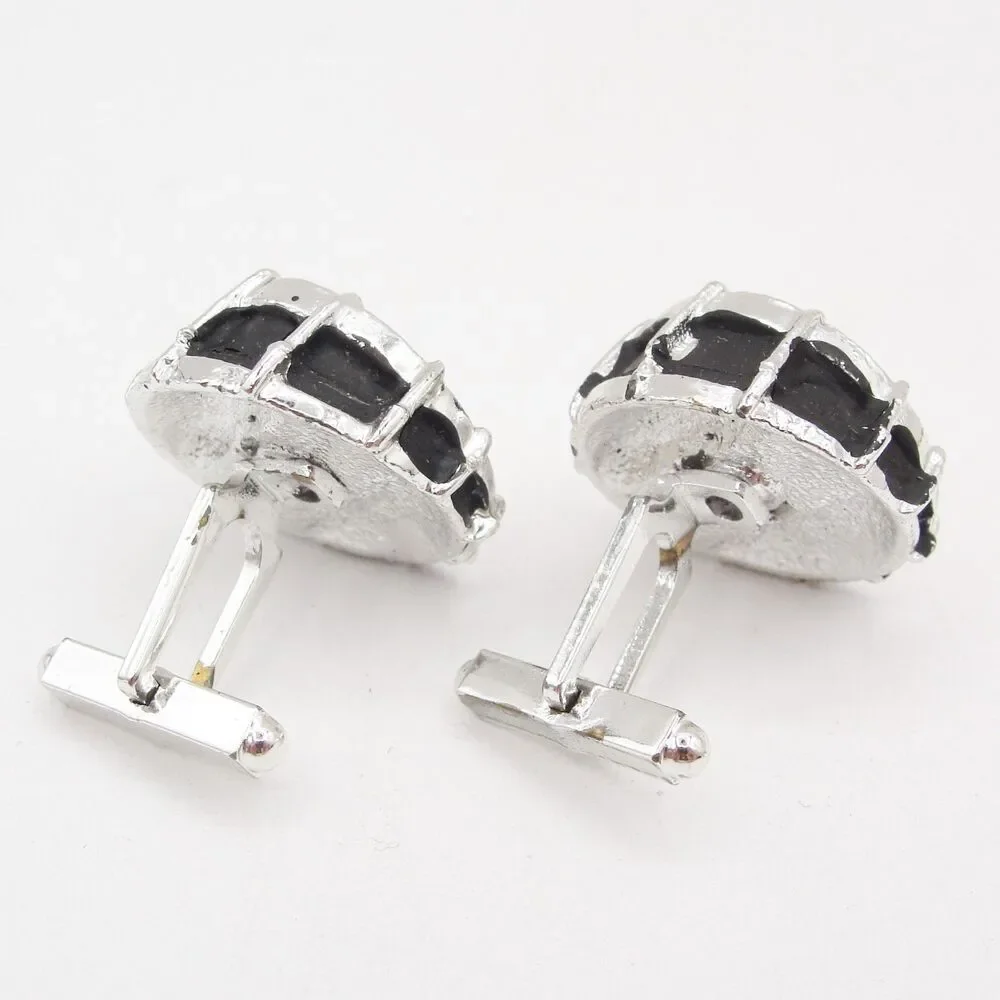 Vintage Snare Drum Cufflinks Jazz Rock Band Music Musician Mother of Pearl Black